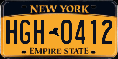 NY license plate HGH0412