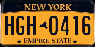 NY license plate HGH0416