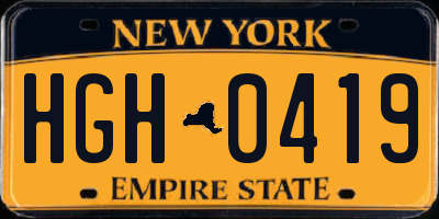 NY license plate HGH0419