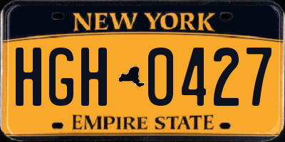 NY license plate HGH0427