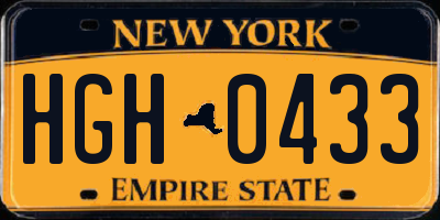 NY license plate HGH0433