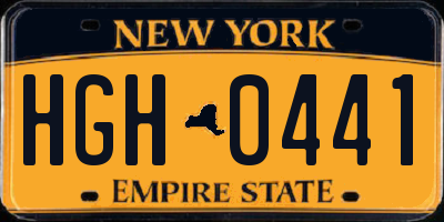 NY license plate HGH0441
