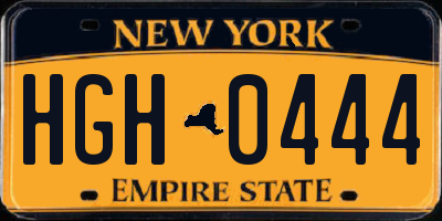 NY license plate HGH0444