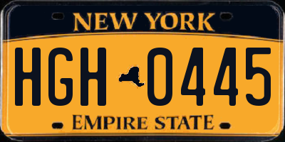 NY license plate HGH0445