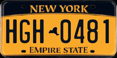 NY license plate HGH0481