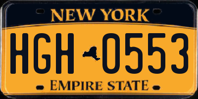 NY license plate HGH0553