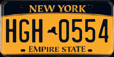 NY license plate HGH0554