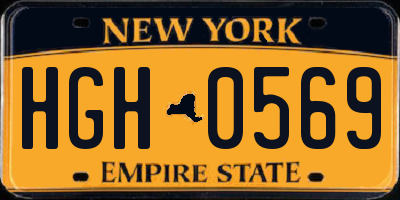 NY license plate HGH0569