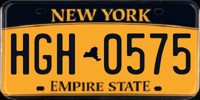 NY license plate HGH0575