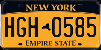 NY license plate HGH0585