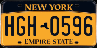 NY license plate HGH0596