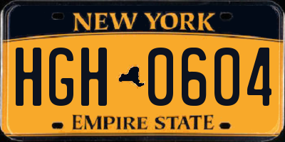 NY license plate HGH0604