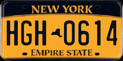 NY license plate HGH0614