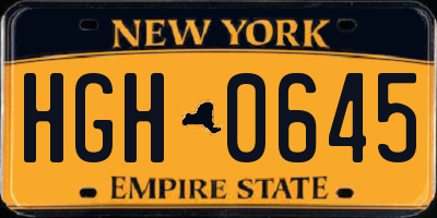 NY license plate HGH0645