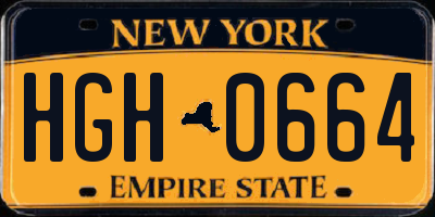 NY license plate HGH0664