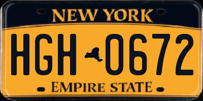 NY license plate HGH0672