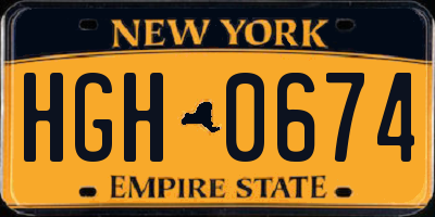 NY license plate HGH0674