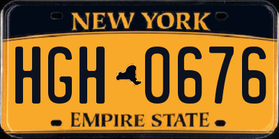 NY license plate HGH0676