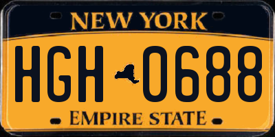 NY license plate HGH0688