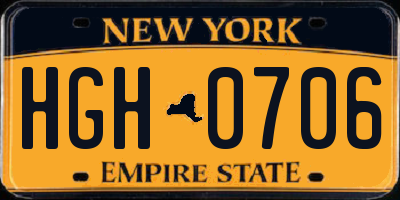 NY license plate HGH0706