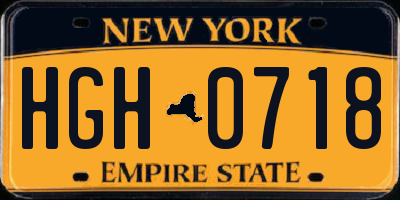 NY license plate HGH0718