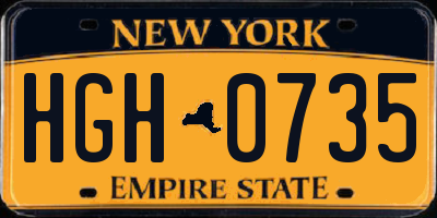 NY license plate HGH0735