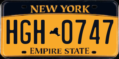 NY license plate HGH0747
