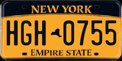 NY license plate HGH0755