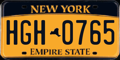 NY license plate HGH0765