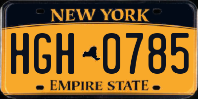 NY license plate HGH0785