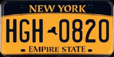 NY license plate HGH0820