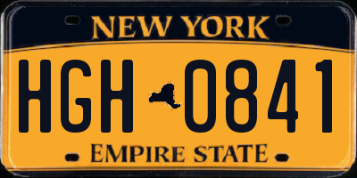 NY license plate HGH0841