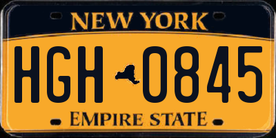 NY license plate HGH0845