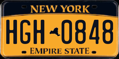 NY license plate HGH0848