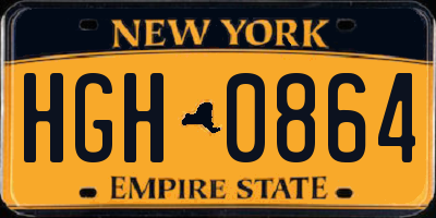 NY license plate HGH0864