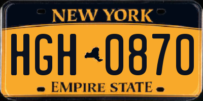 NY license plate HGH0870