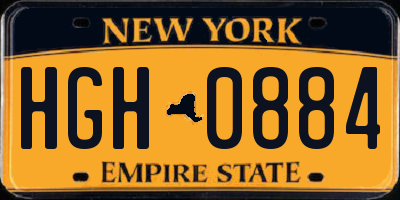 NY license plate HGH0884