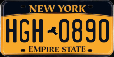 NY license plate HGH0890
