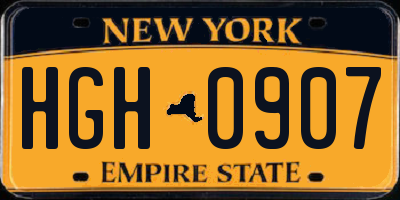 NY license plate HGH0907