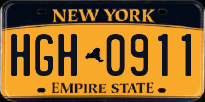 NY license plate HGH0911