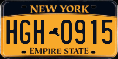 NY license plate HGH0915