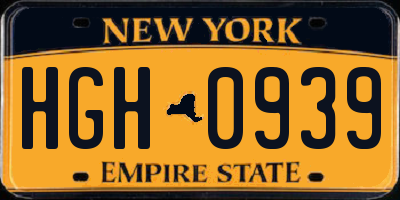NY license plate HGH0939