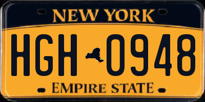 NY license plate HGH0948