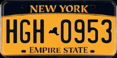 NY license plate HGH0953
