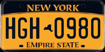 NY license plate HGH0980
