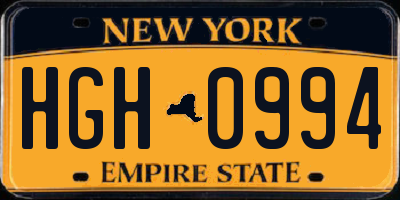 NY license plate HGH0994