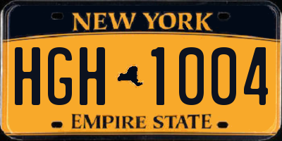 NY license plate HGH1004