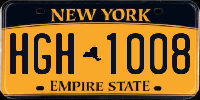 NY license plate HGH1008