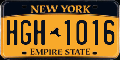 NY license plate HGH1016