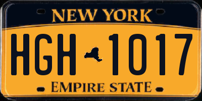 NY license plate HGH1017